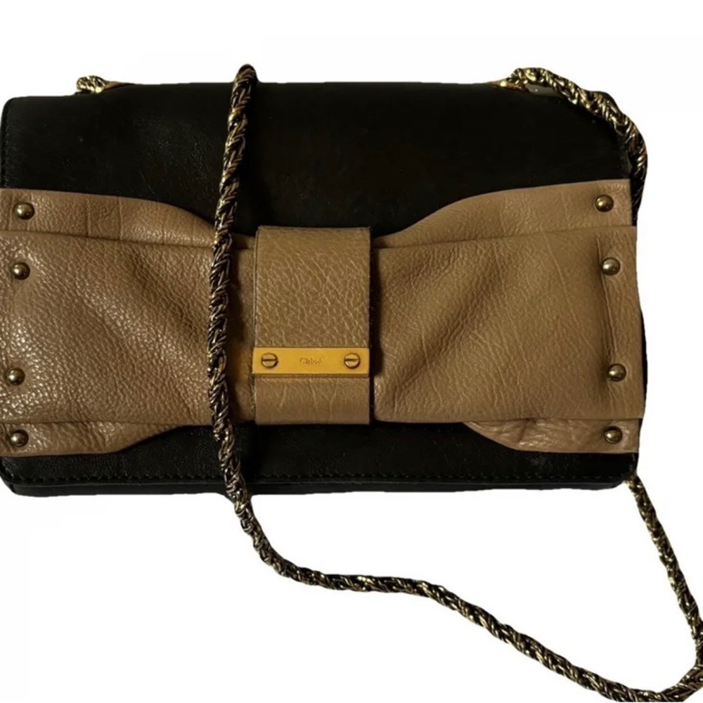 Chloe leather bow bag-Wear on shoulder or as clutch-Quiet luxury-Too cute!